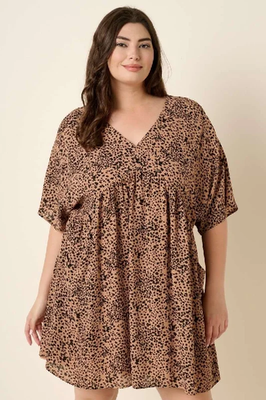 Price Cut PLUS ANIMAL PRINT BABYDOLL MINI DRESS