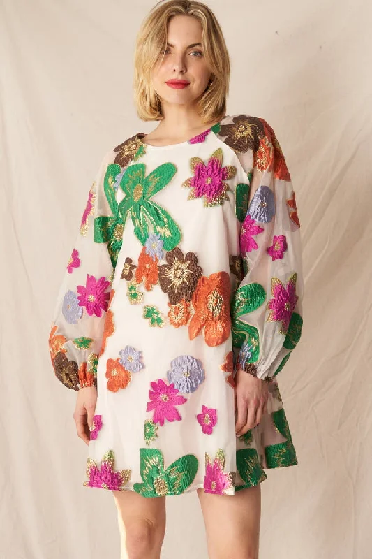 Bargain Prices That’s Special Bubble Sleeve Floral Organza Mini Dress