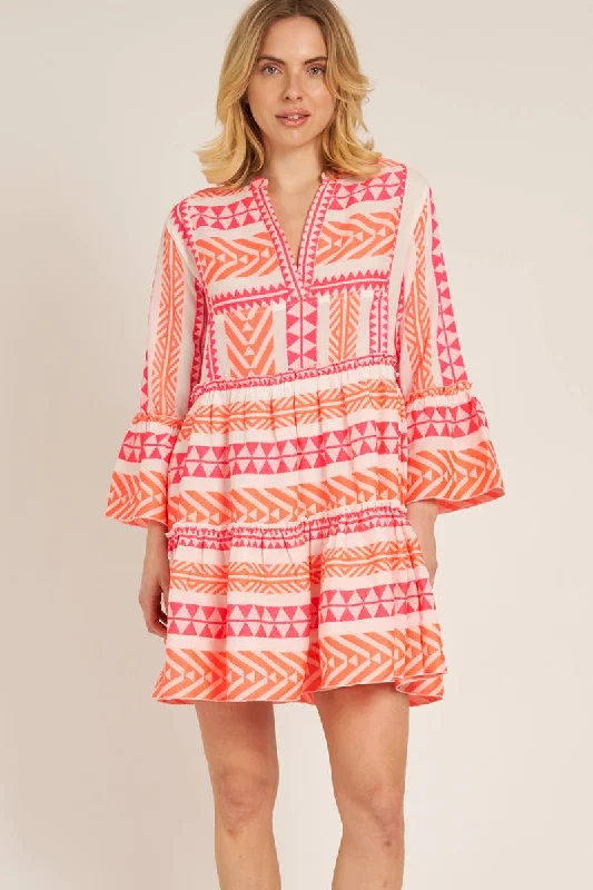 Price Cut Bring on the Sun Embroidered 3/4 Sleeve Dress