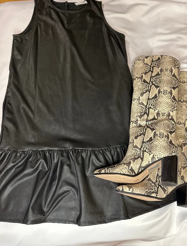 Exclusive Offers Faux Leather Sleeveless Shift Dress