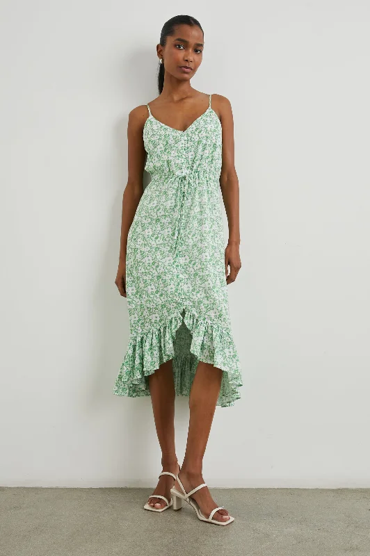 Exclusive Online Offer FRIDA DRESS - GREEN TEXTURE FLORAL