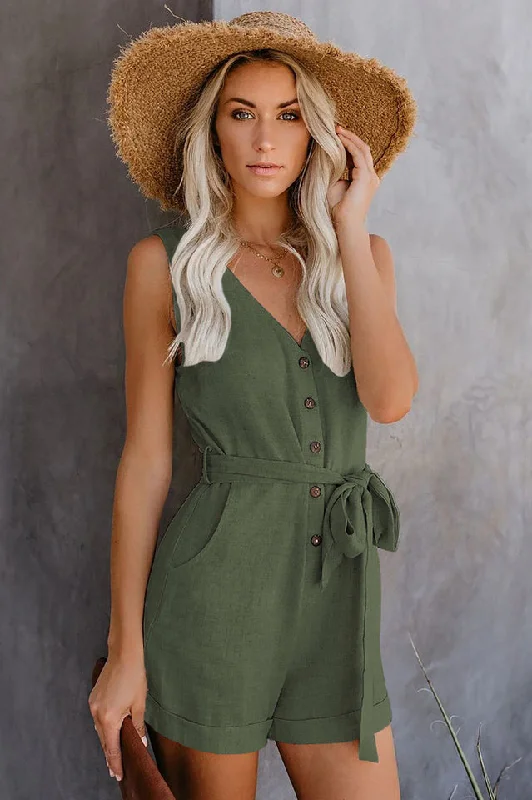 Take Advantage Front Tie Knot Solid Romper