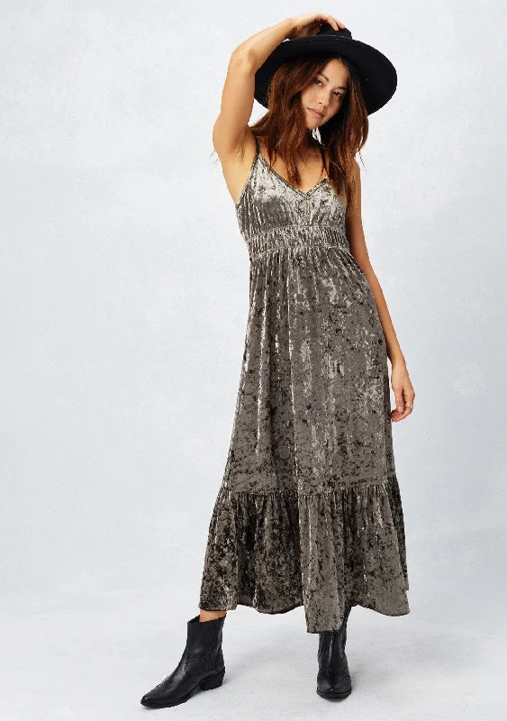 Season Finale Sale Sage Green Crushed Velvet Lovestitch Maxi Dress
