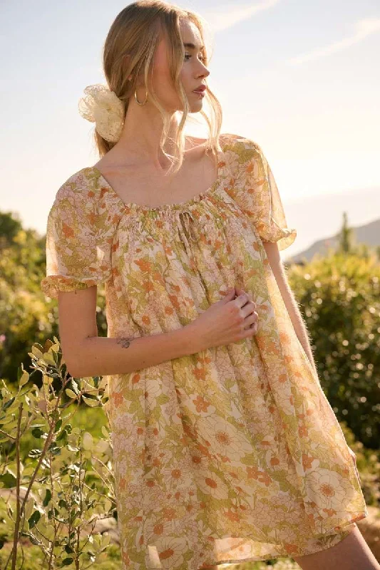 Online Only VINTAGE FLOWER PRINT MINI DRESS
