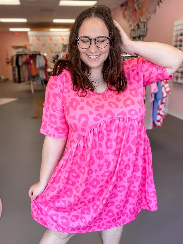 Best Deals Hot Pink Leopard Dress (S-XL)