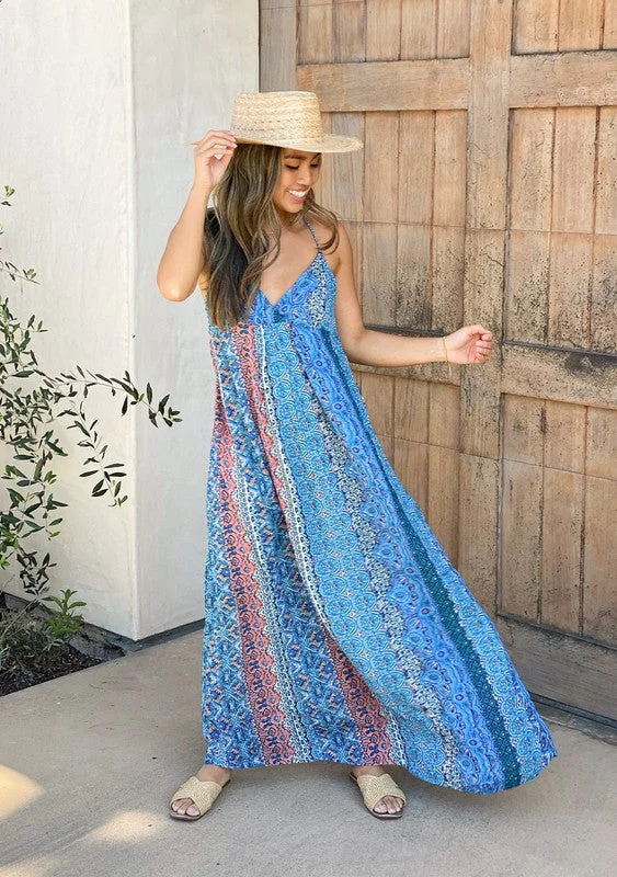 Mega Deal Huntington Beach Blue Paisley Maxi Dress