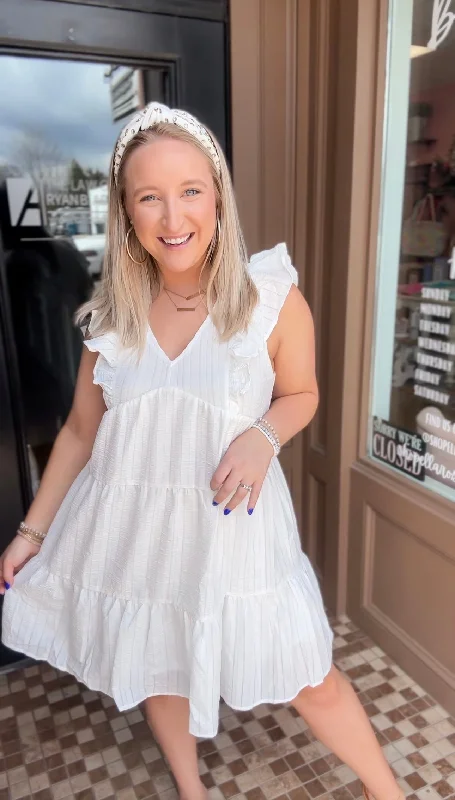 Super Bargain Ivory Tiered Ruffle Dress