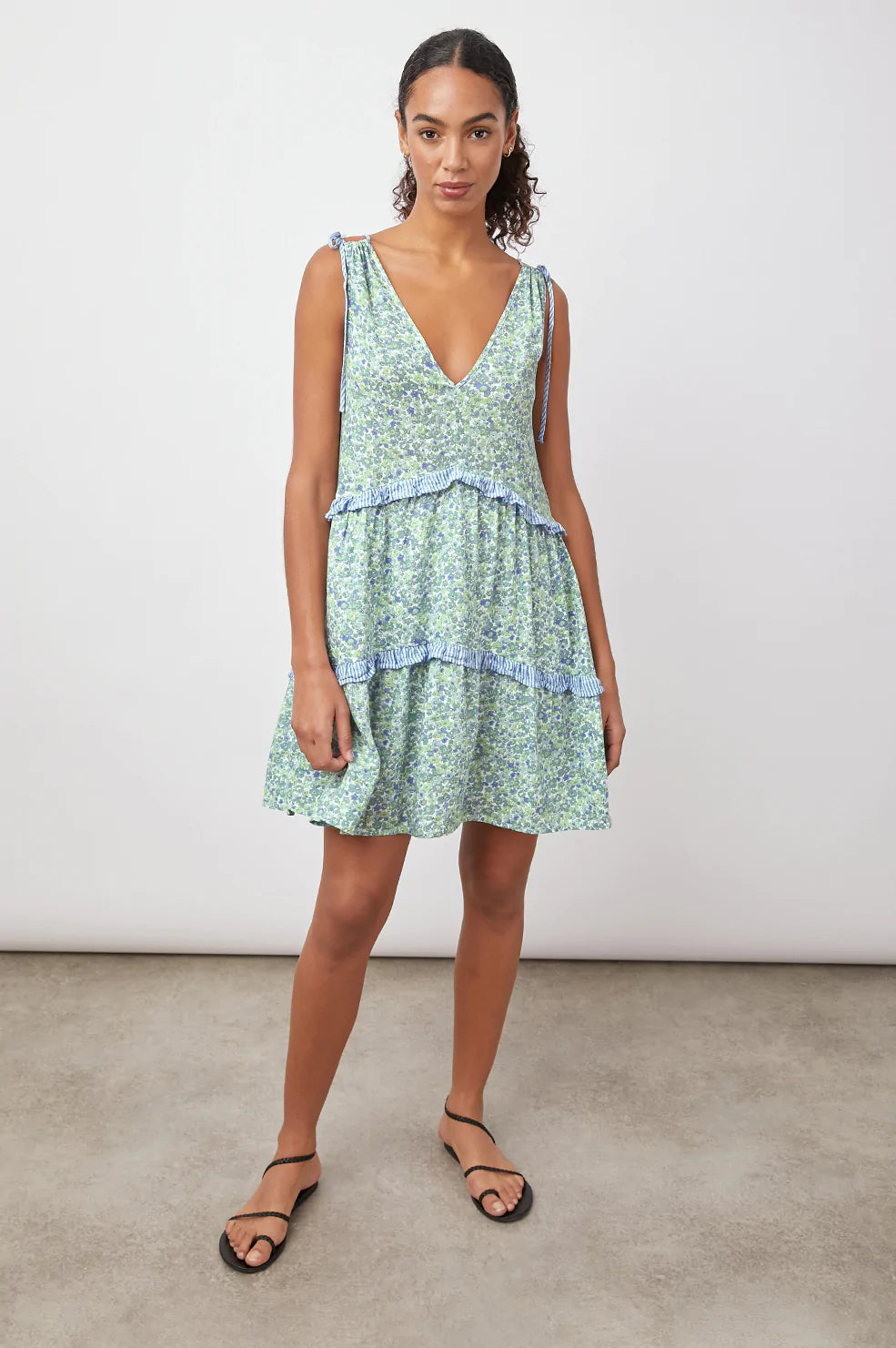 Epic Deals JANELLE DRESS - BLUE GREEN WILDFLOWER MIX