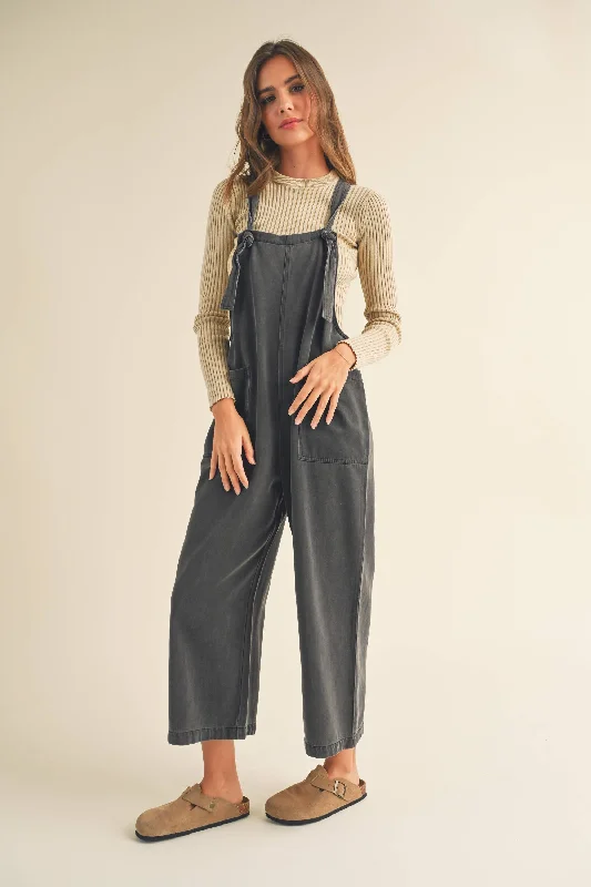 Members Only TENCEL WASHED JUMPSUIT: BLACK