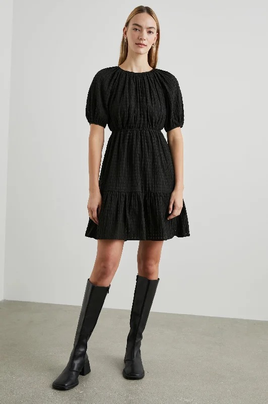 Limited Time KHLOE DRESS - BLACK SEERSUCKER