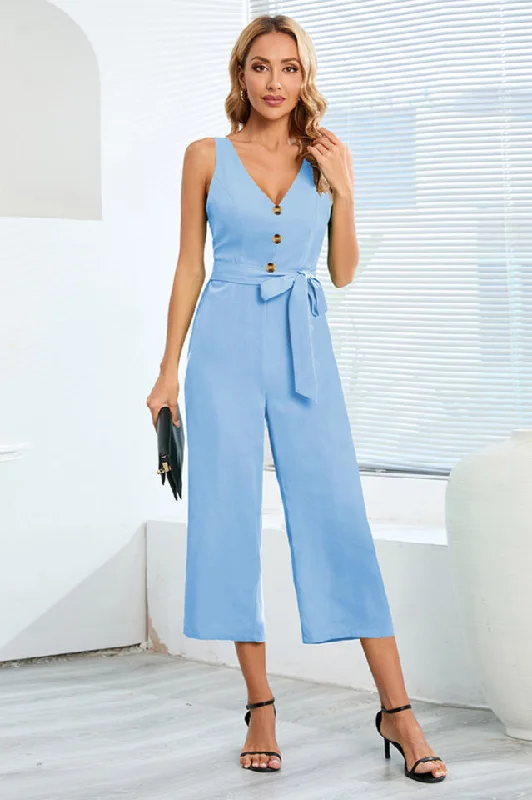 Price Cut Knot-Tie W/ Cut-Out Back Jumpsuit