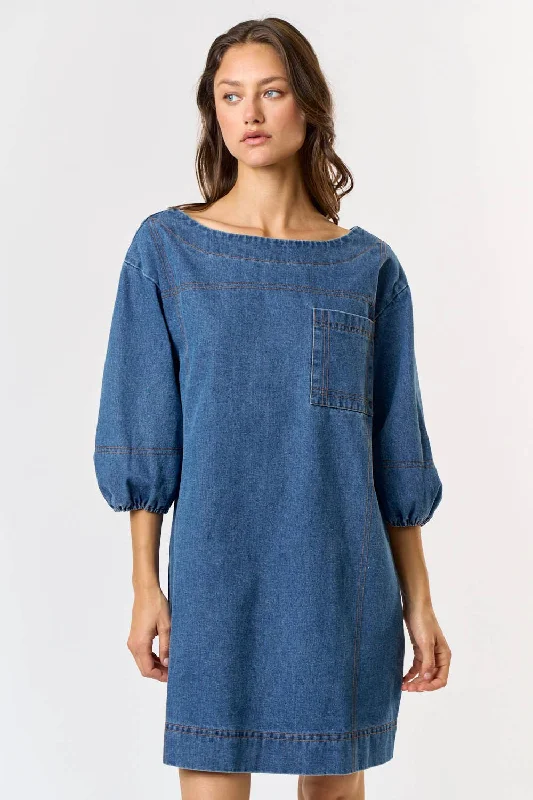 Exclusive Preview Lakeside Denim Boat Neck Dress
