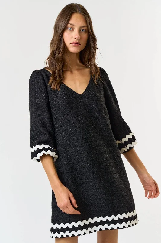 Seasonal Clearance Tres Chic Boucle V-Neck Dress
