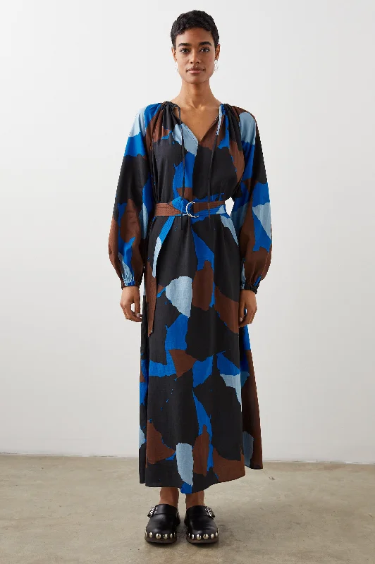 Overstock LEANNA DRESS - BLUE MULTI COLOR BLOCK