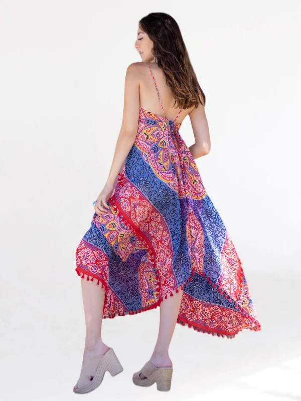 Incredible Offers Lovestitch Paisley Asymmetrical Bandana Midi Dress