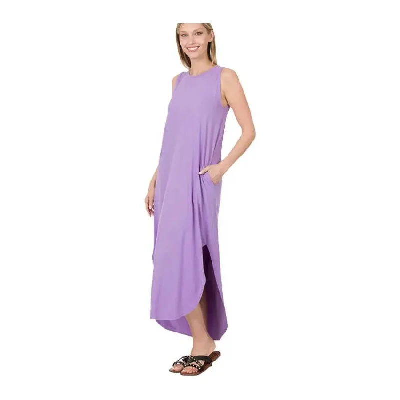 Final Markdown Maxi Dress Side Slit with Pockets Lavender