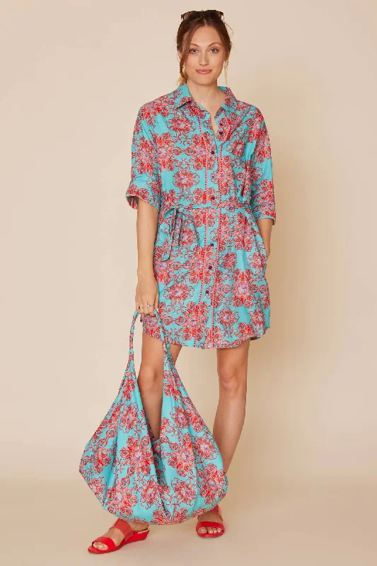 Super Deal Carlotta Belted Embellished Shirt Dress (2 color combos)