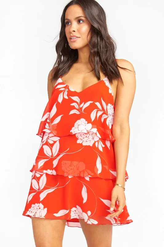 Savings Alert Show Me Your Mumu Suarez Ruffle Dress Hot Red Floral