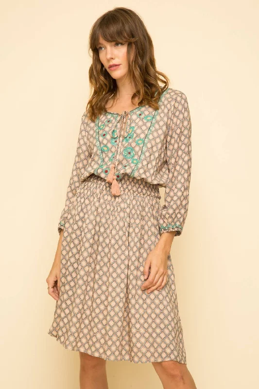 Price Meltdown Peaceful Breeze Embroidered Printed Dress