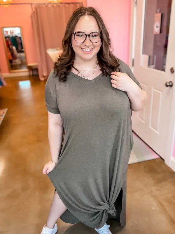 Quick Sale Olive Curvy Maxi Dress