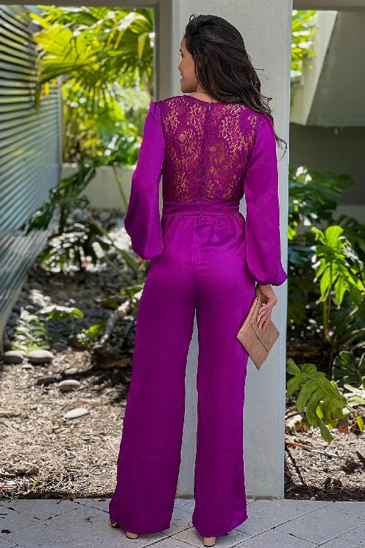 Overstock Orchid Satin Jumpsuit With Pockets