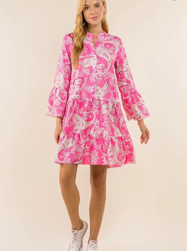 Blowout Sale Pink Pop Paisley Dress