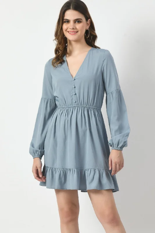 Closeout SMERA MART Poly Crepe Knee Length Mini Dress for Women