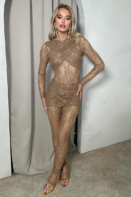 Act Fast Private Location Wrapped Lace Jumpsuit