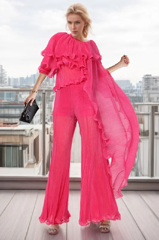 Early Access Ruffled Asymmetrical Hem Top & Pants Set