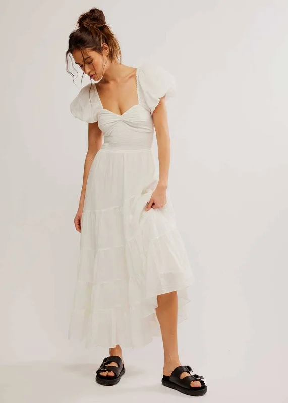Final Sale Short Sleeve Sundrenched Maxi Dress - Whisper White