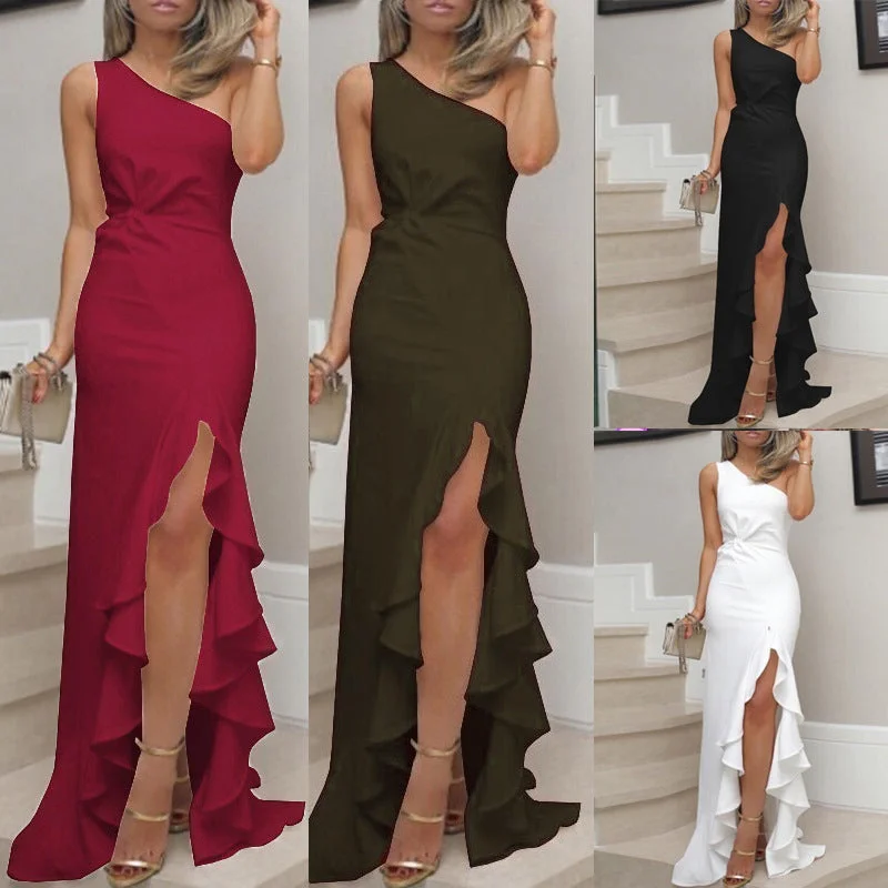 TIME-Limited Offer Single Strap Formal Dress with Side Slit