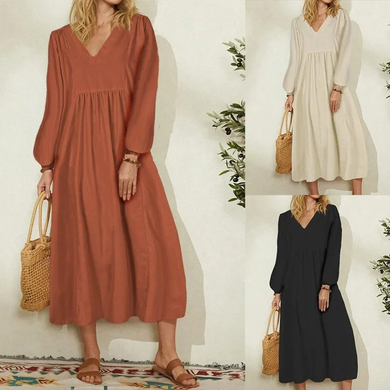 Blowout Deals Loose Lantern Sleeve Dress
