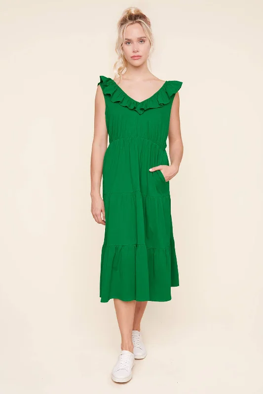 Online Only Elaine Ruffle Tiered Midi Dress