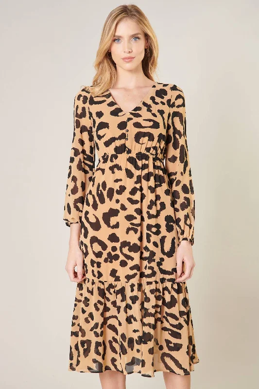 New Markdowns Java Leopard Nellie Midi Dress