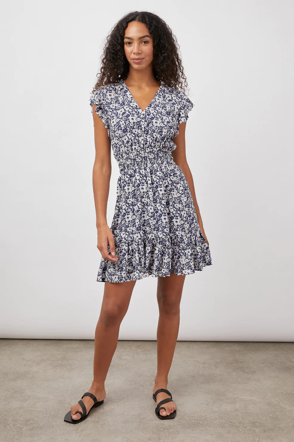 Fantastic Offers TARA DRESS - NAVY WHITE TEXTURE FLORAL
