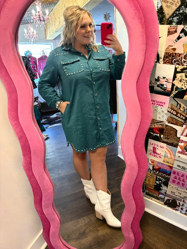 Great Bargains TEAL TIME DENIM DRESS