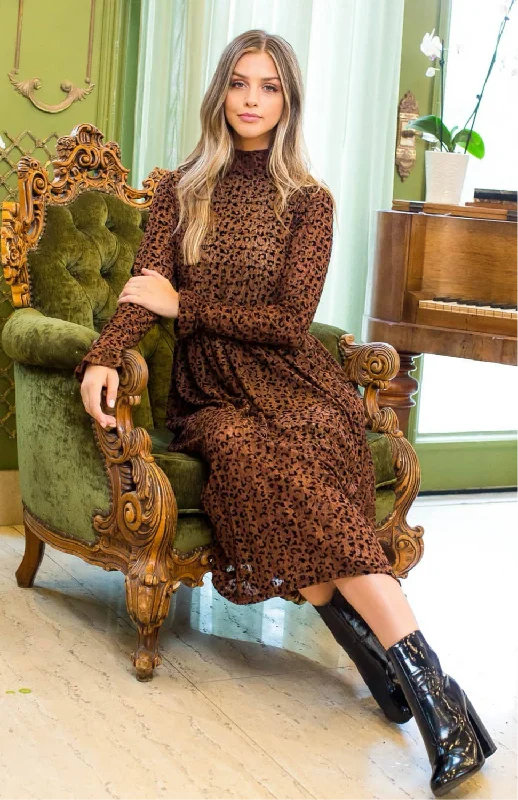 Limited Time Offer Devore Leopard Midi Dress: THML