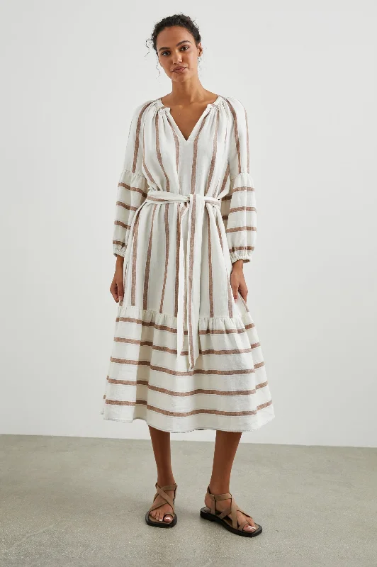 Online Only VITTORIA DRESS - COCONUT STRIPE