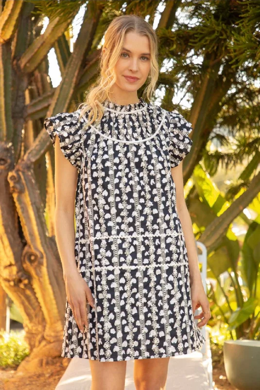 Clearance Event Heart Printed Eyelet Shift Dress
