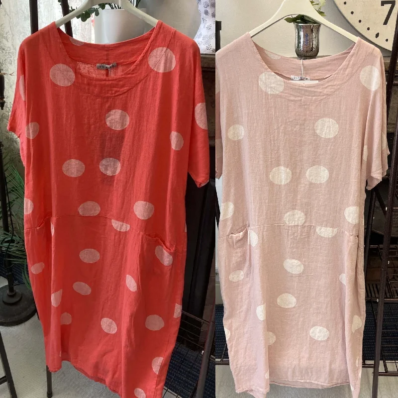 Act Fast Winnie Polka Dot spotty Linen Dress