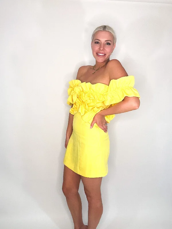 Customer Appreciation Sale Yellow cross woven tube dress