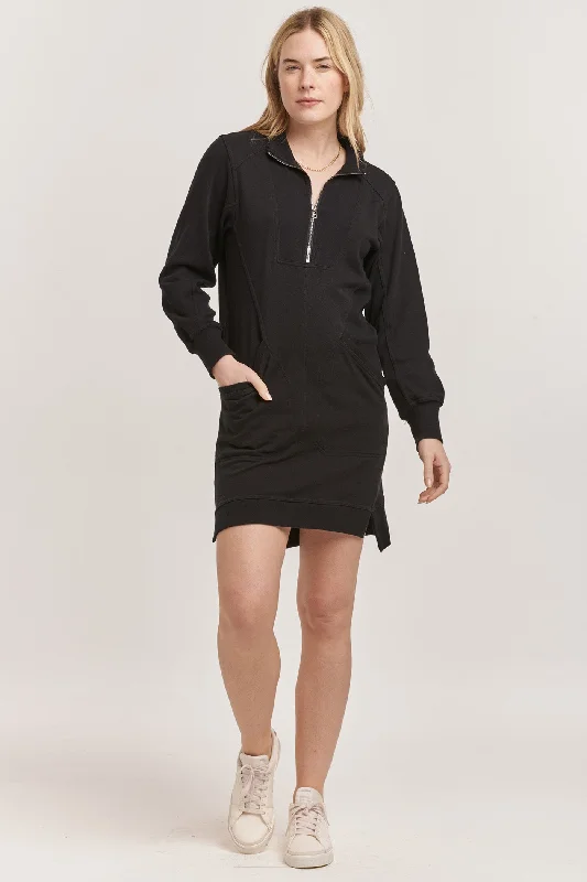 Exclusive Preview ZAMORA LONG SLEEVE RELAXED FIT DRESS BLACK