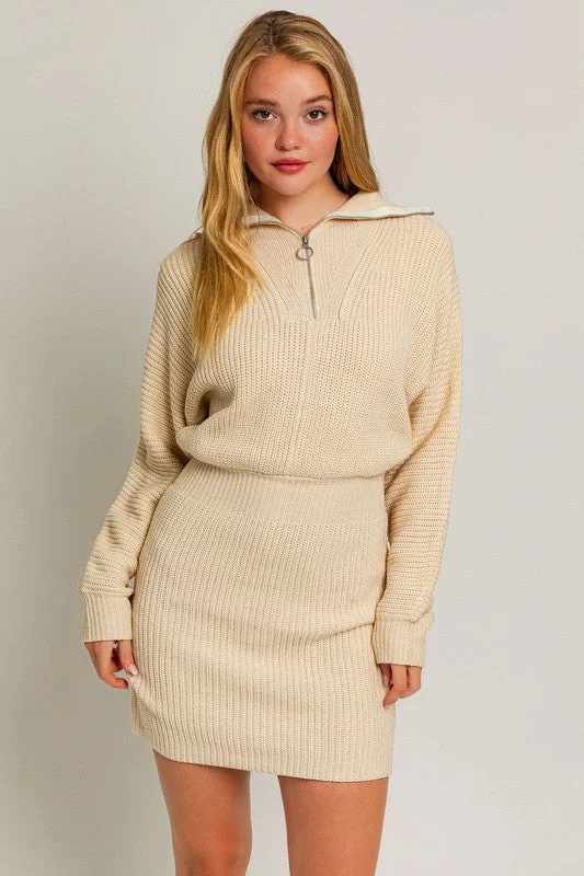 Deal Zone Zipper Sweater Dress
